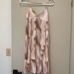 Elegant Pink and Brown Tie-Dye Dress
